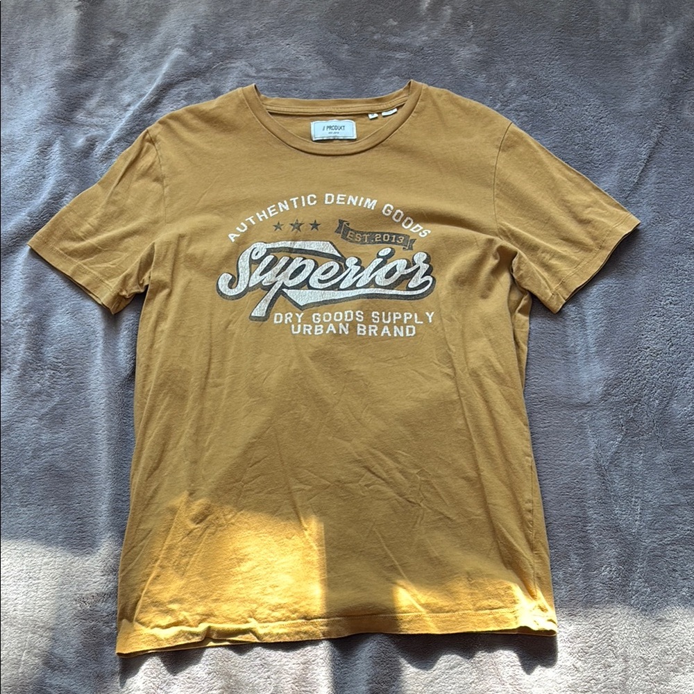 Mustard Short Sleeve Tee with Retro Graphic